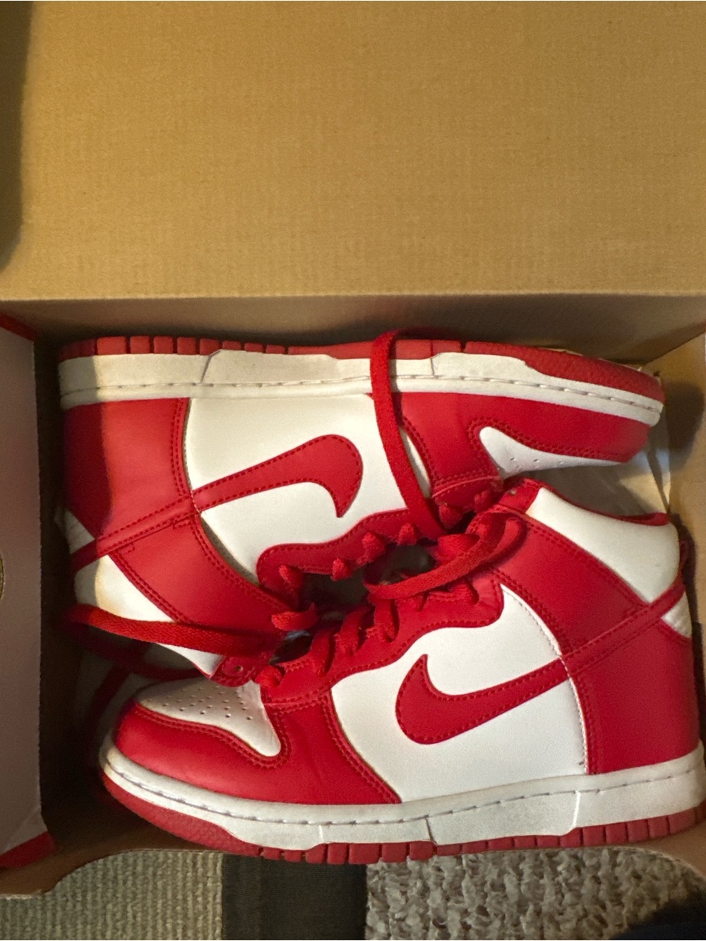 Nike Red and White Kids High-Top Sneakers